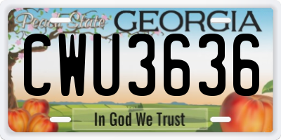 GA license plate CWU3636