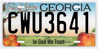 GA license plate CWU3641