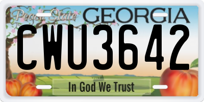 GA license plate CWU3642