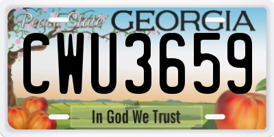 GA license plate CWU3659