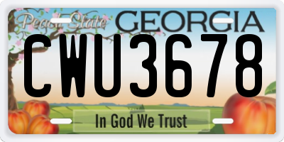 GA license plate CWU3678