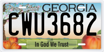 GA license plate CWU3682