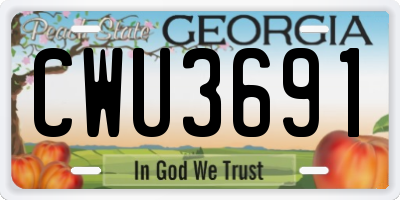 GA license plate CWU3691