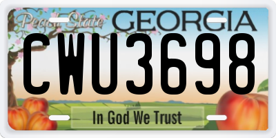 GA license plate CWU3698