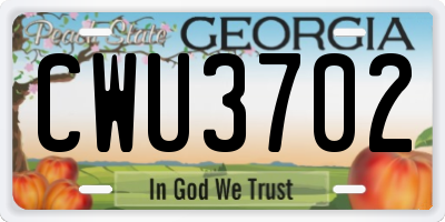 GA license plate CWU3702