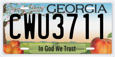 GA license plate CWU3711