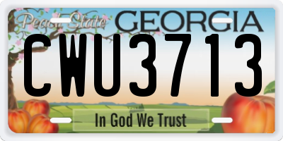 GA license plate CWU3713