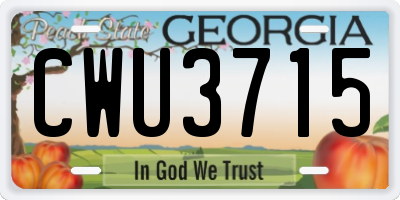 GA license plate CWU3715