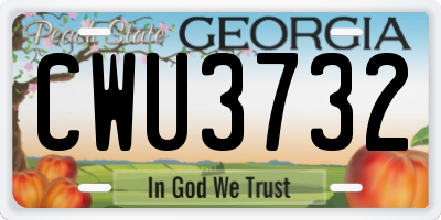 GA license plate CWU3732