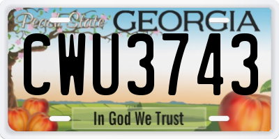 GA license plate CWU3743