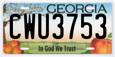 GA license plate CWU3753