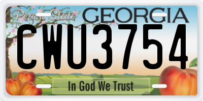 GA license plate CWU3754