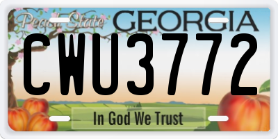 GA license plate CWU3772
