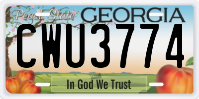 GA license plate CWU3774