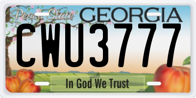 GA license plate CWU3777