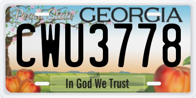 GA license plate CWU3778