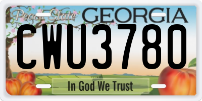 GA license plate CWU3780
