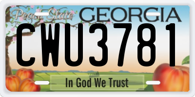 GA license plate CWU3781