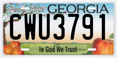 GA license plate CWU3791