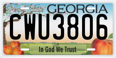 GA license plate CWU3806