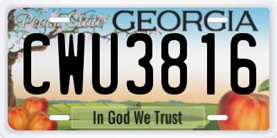 GA license plate CWU3816