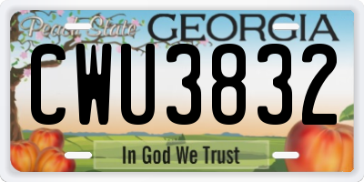 GA license plate CWU3832