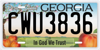 GA license plate CWU3836