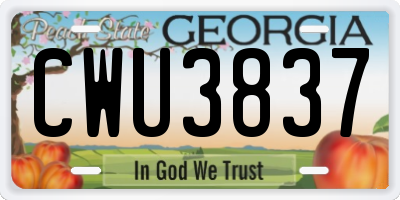 GA license plate CWU3837