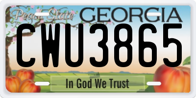 GA license plate CWU3865