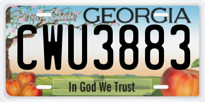GA license plate CWU3883