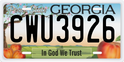 GA license plate CWU3926