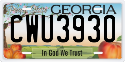 GA license plate CWU3930