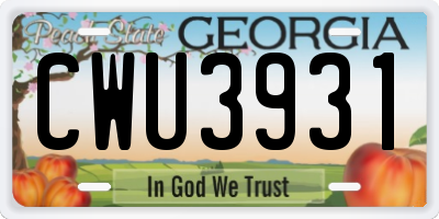 GA license plate CWU3931