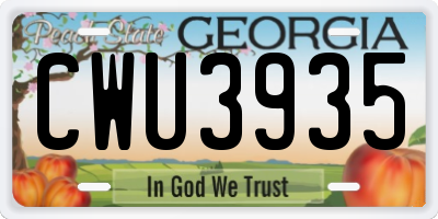 GA license plate CWU3935