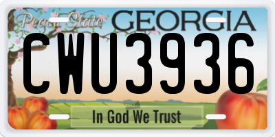 GA license plate CWU3936