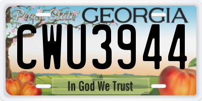 GA license plate CWU3944