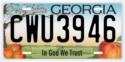 GA license plate CWU3946