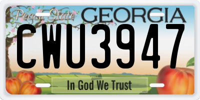 GA license plate CWU3947