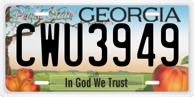 GA license plate CWU3949