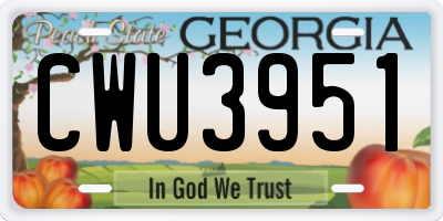 GA license plate CWU3951