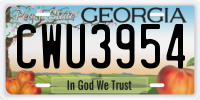 GA license plate CWU3954