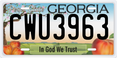 GA license plate CWU3963