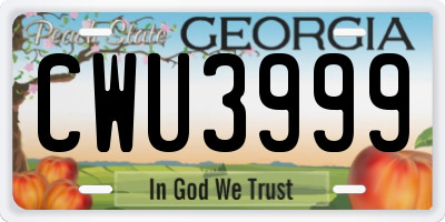 GA license plate CWU3999
