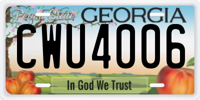 GA license plate CWU4006