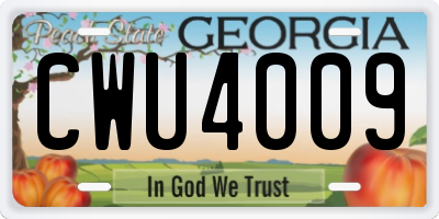 GA license plate CWU4009