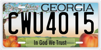 GA license plate CWU4015
