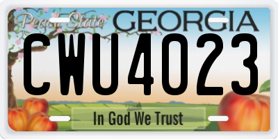 GA license plate CWU4023