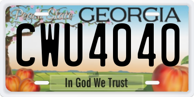 GA license plate CWU4040