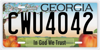 GA license plate CWU4042
