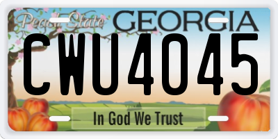 GA license plate CWU4045
